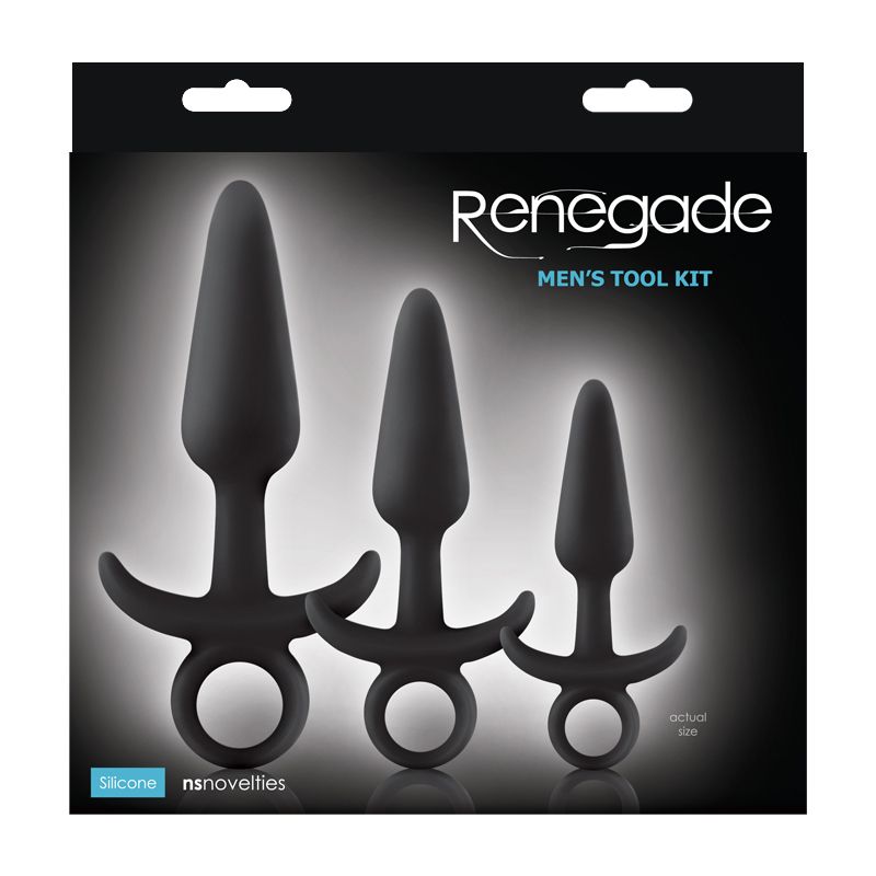 Набор черных анальных пробок с держателем Renegade Men s Tool Kit