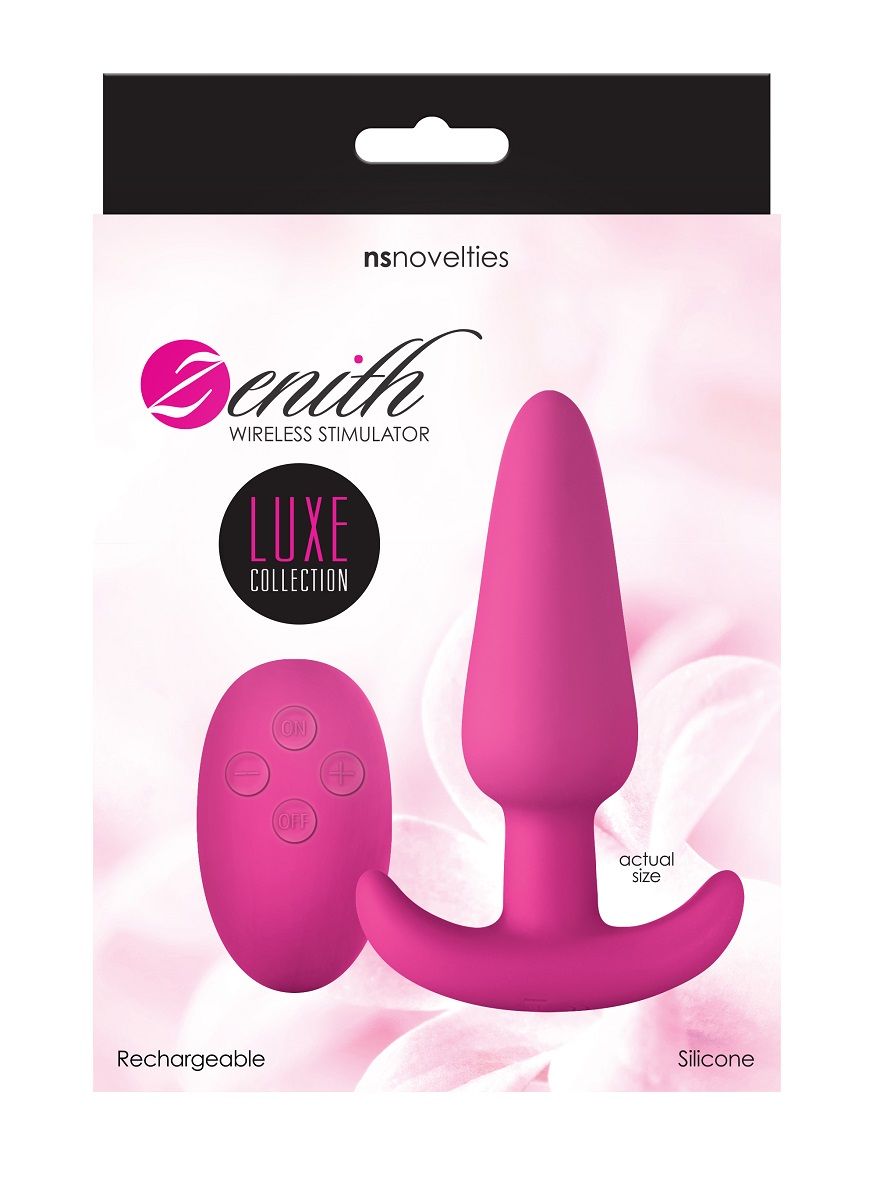 Розовая анальная вибропробка с пультом ДУ Luxe Zenith Wireless Plug Pink - 9,9 см.