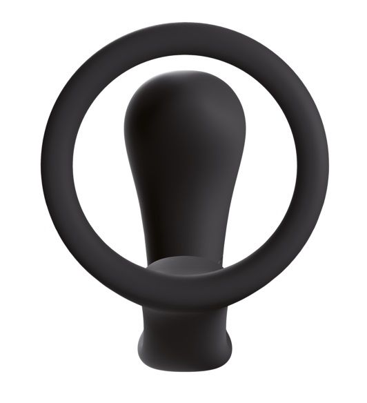 Чёрное эрекционное кольцо с анальной пробкой Bootie Ring
