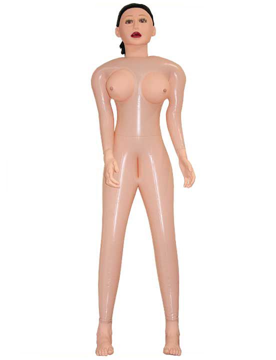 Надувная секс-кукла «Брюнетка» с длинными волосами и 3 отверстиями