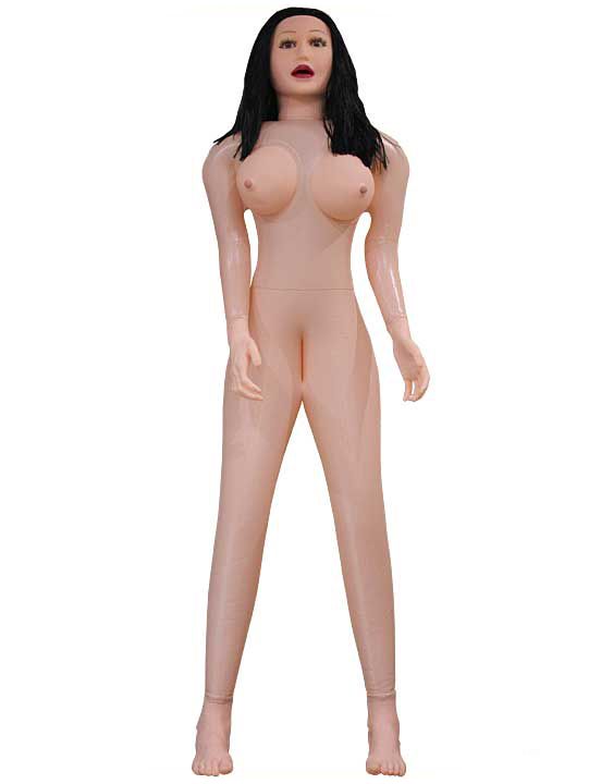 Надувная секс-кукла «Брюнетка» с длинными волосами и 3 отверстиями
