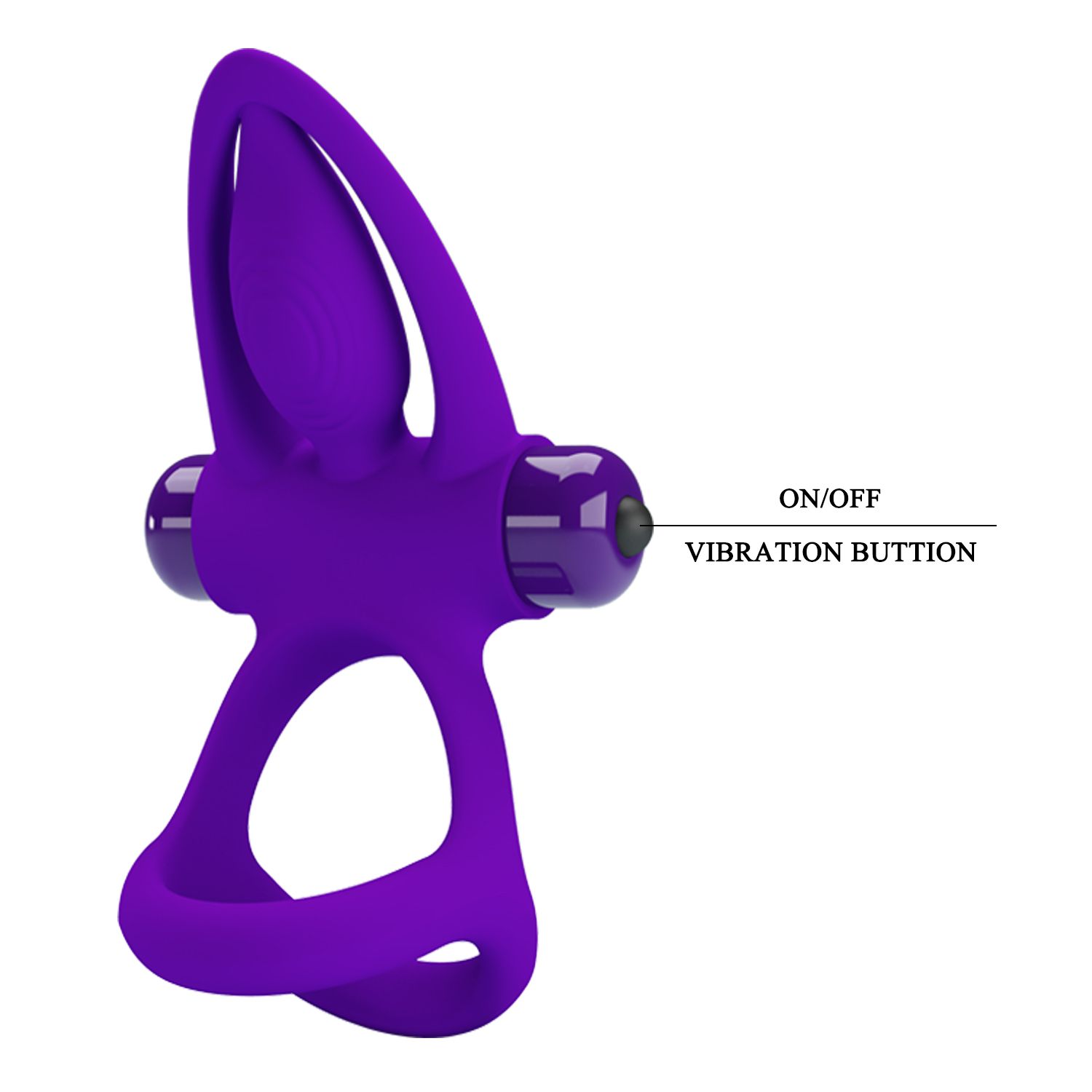 Фиолетовое эрекционное кольцо с 10 режимами вибрации и подхватом мошонки