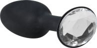 Чёрная анальная пробка с кристаллом в основании - 10,5 см.